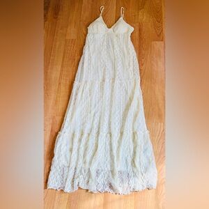 HeartSoul Women’s Ivory Lace Bohemian Maxi Dress with Spaghetti Straps